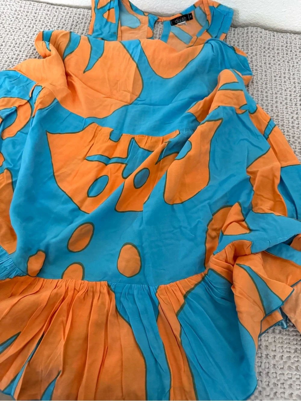 Diva Turquoise & Orange Abstract A-Line Sundress women’s size M